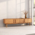 Rack Madeira Maciça Moderno Natural Pés Retos Tv 75 Freijó Te