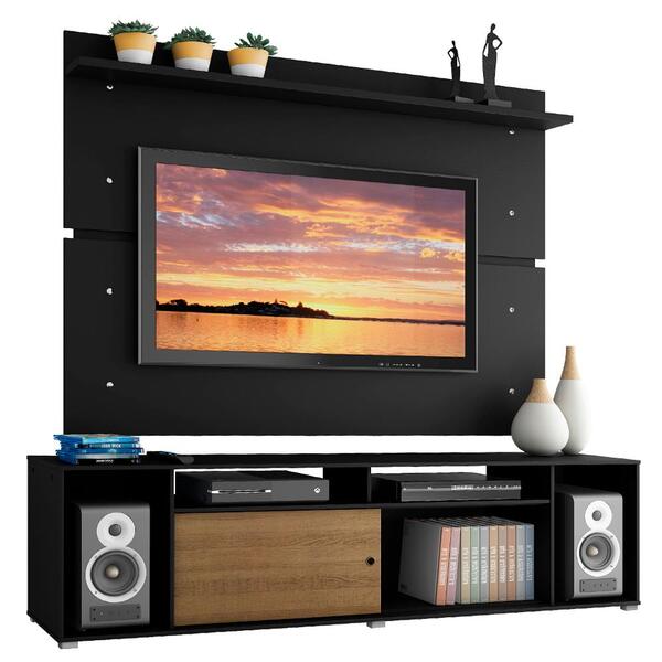 Rack Madesa Cancun E Painel Para Tv Até 65 Polegadas - Preto/