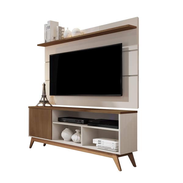 Rack Malbec C/ Painel Vivare 1,36 Off White/Freijó - Germai M