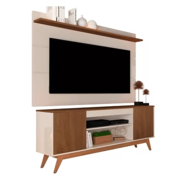 Rack Malibu Com Painel Para Tv Até 64 Polegadas Vivare Off Wh