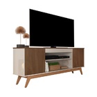 Rack Malibu Off White/Freijó - Germai Móveis