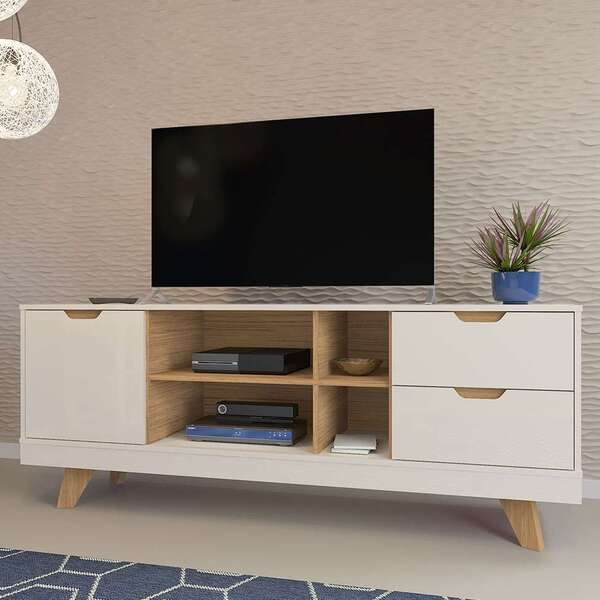 Rack Michigan Off White E Carvalho 160 Cm