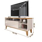 Rack Moderno 55 Polegadas Off White Perolizado E Marrom Tauro