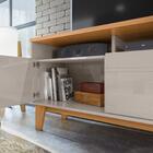 Rack Moderno 55 Polegadas Off White Perolizado E Marrom Tauro