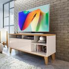 Rack Moderno 55 Polegadas Off White Perolizado E Marrom Tauro