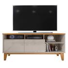 Rack Moderno 55 Polegadas Off White Perolizado E Marrom Tauro