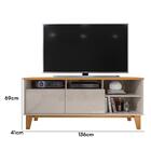 Rack Moderno 55 Polegadas Off White Perolizado E Marrom Tauro