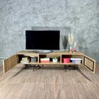 Rack Moderno De Aço Frizo Com 150 Cm Freijó/preto