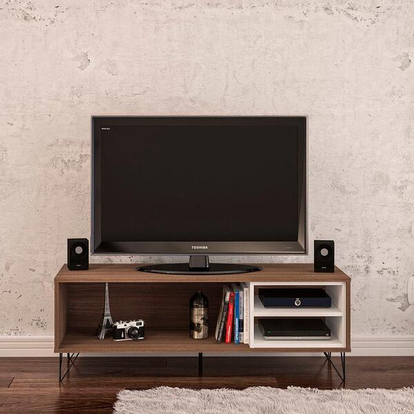 Rack Montreal Para Tv Até 50" 1 Prateleira Castanho E Branco