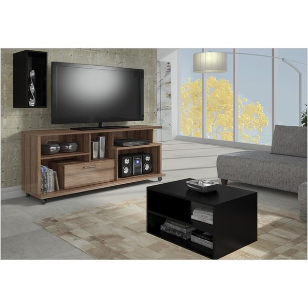 Rack Multifuncional Versátile Com 155 Cm Macchiato Com Preto