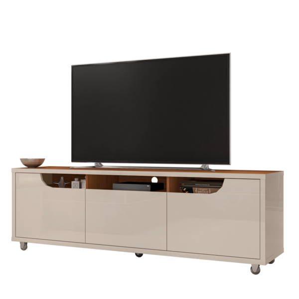 Rack New Jersey 180cm 1gaveta 2portas Tv60" Off White/cedro Leroy Merlin