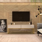 Rack Off Com 2 Gavetas Com Pes De Ferro Na Cor Dourado