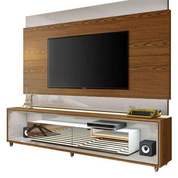 Rack Ópera Com Painel Classic 1.8 Freijó Com Off White Com Es