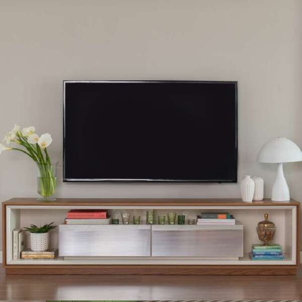 Rack Opera Iv 2 Gv Off White Com Freijó Touch 180 Cm | Leroy Merlin