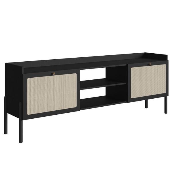 Rack Oslo Cor Nero Base Madeira Preta