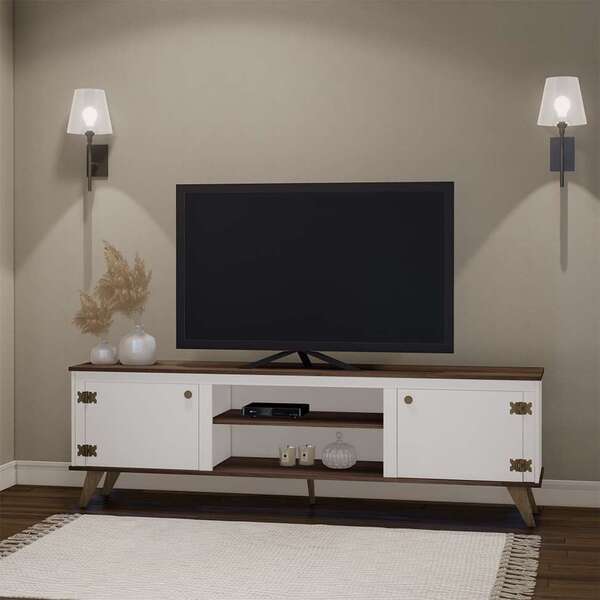 Rack Oxford Branco E Madeirado 180 Cm