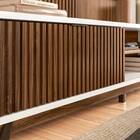 Rack Painel Ester Tv 75 210cm 1 Porta Castanho Wood Branco Ta