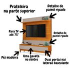 Rack Painel Tv Sala Grande Ripado Para 75 Polegadas Antalya