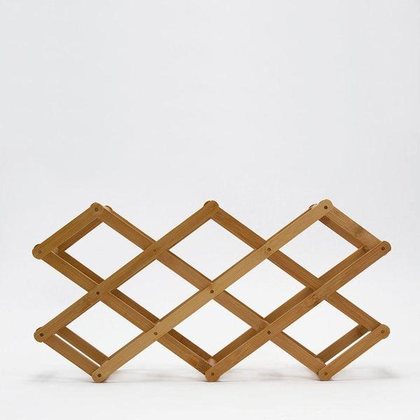 Rack Para Garrafa De Vinho Bambu E Aço Inox - Home Style