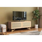 Rack Para Sala 120 Cm Yono - Freijó E Rattan - Meu Móvel De M