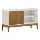 Rack Para Sala 1 Porta Em Madeira Milão Off White/freijó