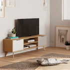 Rack Para Sala 2 Portas Em Madeira Maciça Jasper Roble/branco