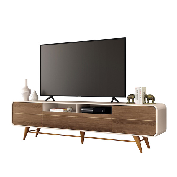 Rack Para Sala Bancada De Tv 85 Pol 220cm Alissa Off White/ca