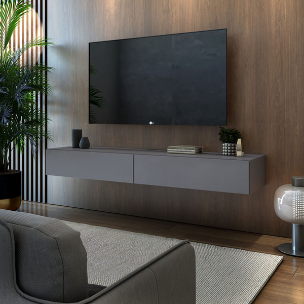 Rack Para Sala Com 2 Gavetas Suspenso De Parede Tv Até 50 Cin