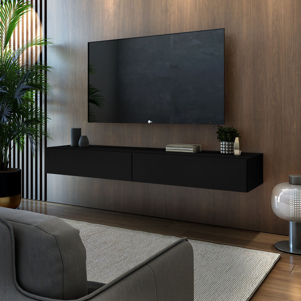 Rack Para Sala Com 2 Gavetas Suspenso De Parede Tv Até 50 Pre