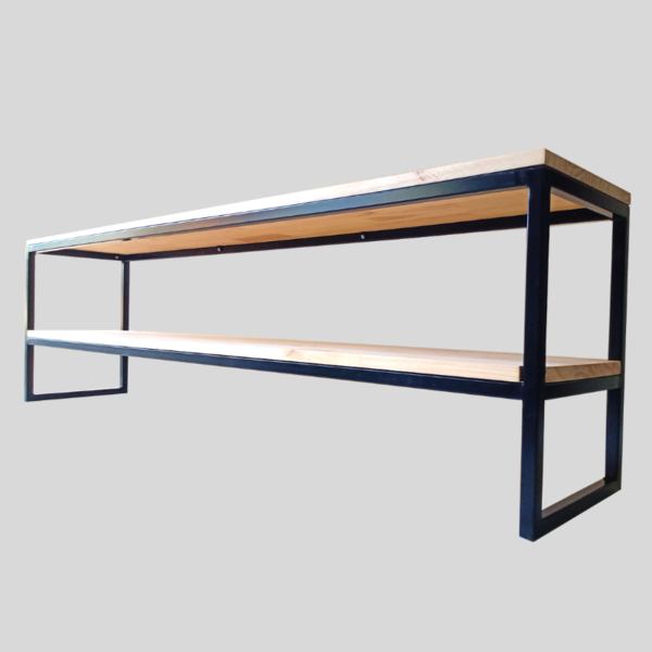 Rack Para Sala Com 2 Prateleiras - Madeira E Ferro - Decoraçã