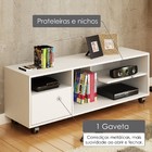 Rack Para Sala De Estar Deluxe 1 Gaveta E Nichos Branco Laque