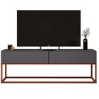 Rack Para Sala Estilo Indutrial Com 2 Gavetas Cinza/cobre