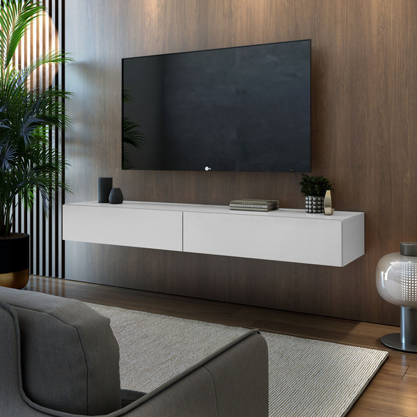 Rack Para Sala Moderna Suspensa Parede 2 Gavetas Tv Até 50 Br