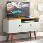 Rack Para Sala Retro Yan Branco Acetinado Cumaru Patrimar