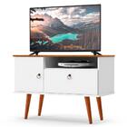 Rack Para Sala Retro Yan Branco Acetinado Cumaru Patrimar