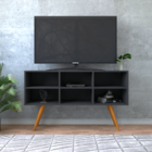 Rack Para Sala Tv Até 46 Trelew Preto Com Pés Madeira A4