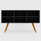 Rack Para Sala Tv Até 46 Trelew Preto Com Pés Madeira A5