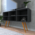 Rack Para Sala Tv Até 46 Trelew Preto Com Pés Madeira A5