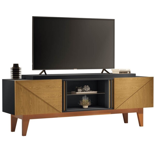 Rack Para Sala Tv Até 60 Pol. 160cm Lili H01 Preto/carvalho I