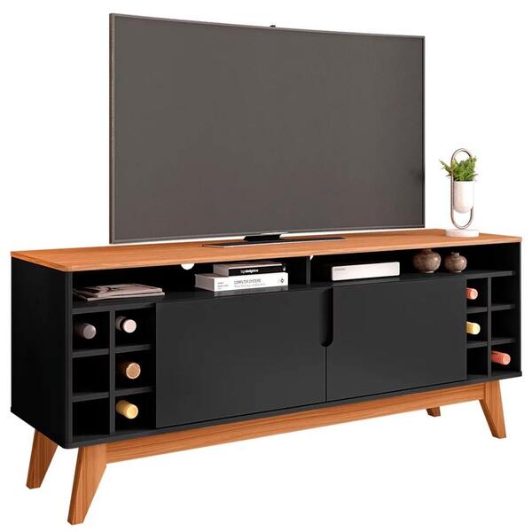 Rack Para Sala Tv Até 60 Pol. 2 Portas Nichos 1.35 Wine C14