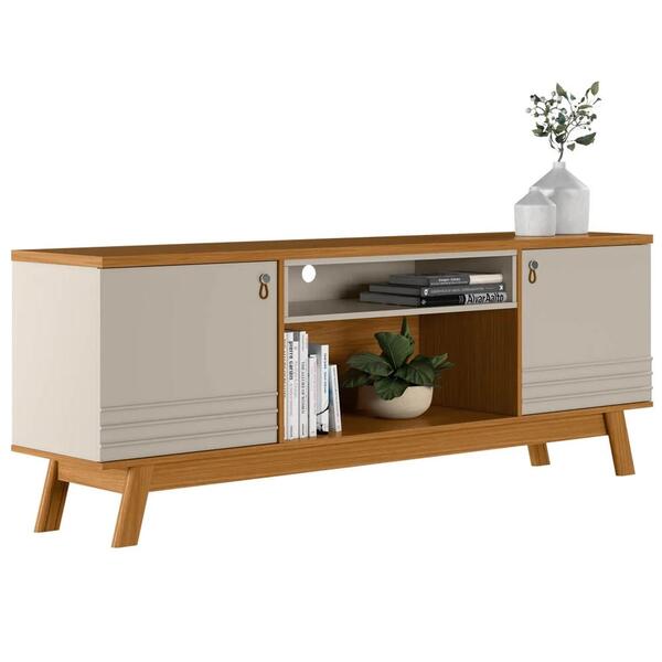 Rack Para Sala Tv Até 75 Pol. 180cm Color L06 Nature/off Whit