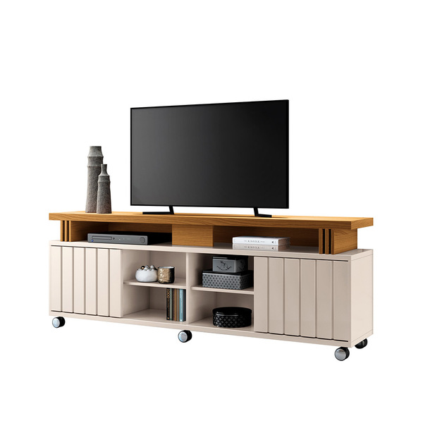 Rack Para Sala bancada de tv 70 Pol 180cm Sora 1.8 Off White/