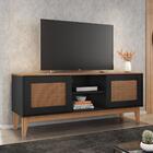 Rack Para Tv 1.35 Diamond Efeito Palha Preto Noce