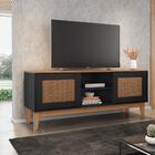 Rack Para Tv 1.35 Diamond Efeito Palha Preto Noce