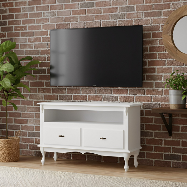 Rack Para Tv 45 Polegadas Com Nicho, 2 Gavetas E Pés Luiz Xv