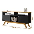 Rack Para Tv 55 Polegadas Preto Madeira Amsterdã Tebarrot
