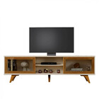 Rack Para Tv 70 2 Portas De Correr Vitrum Com Pés Madeira Mac