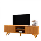 Rack Para Tv 70 Ripado 2 Porta Siena Pés Madeira Maciça Mavau