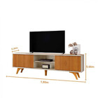 Rack Para Tv 70 Ripado 2 Porta Siena Pés Madeira Maciça Mavau