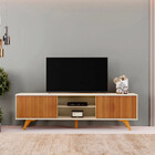 Rack Para Tv 70 Ripado 2 Porta Siena Pés Madeira Maciça Mavau